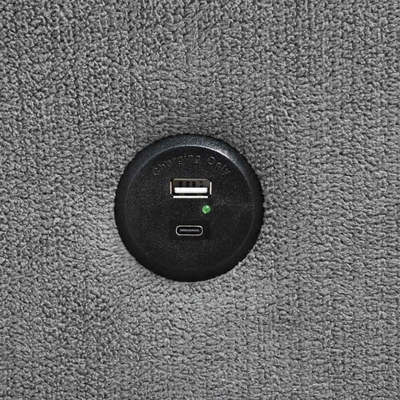 U形の部分式寝具ソファ 引けるベッドとストレージチェイスとUSB充電ポートと1つの逆転式ドロップダウンテーブル,灰色チェニール