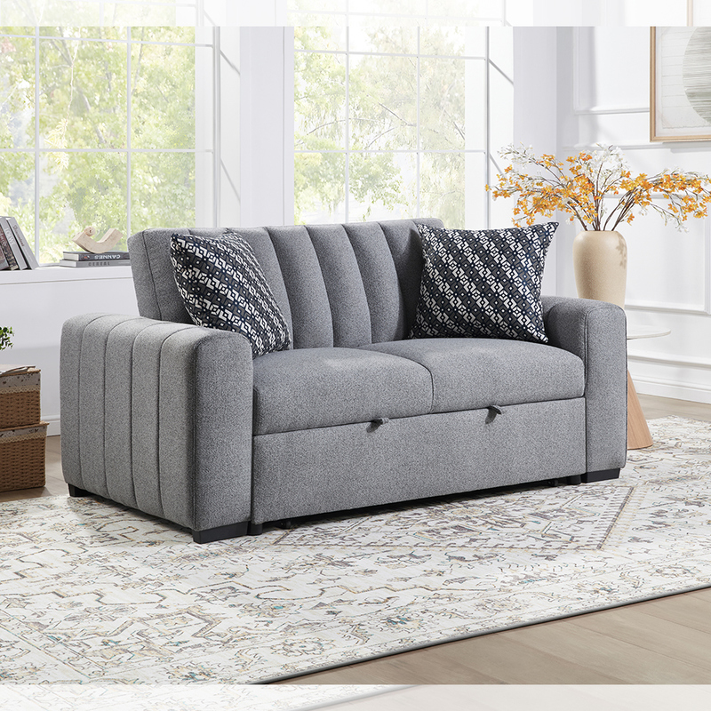 フルサイズのカバーチブルスリーパーソファベッド, 調節可能な背筋付きの快適な引き上げ式ベッド, フートンソファベッド, グレーファブリック